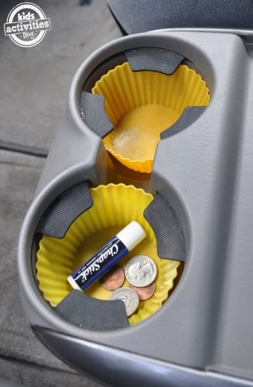 For a road trip: put silicone muffin liners in your cupholders.