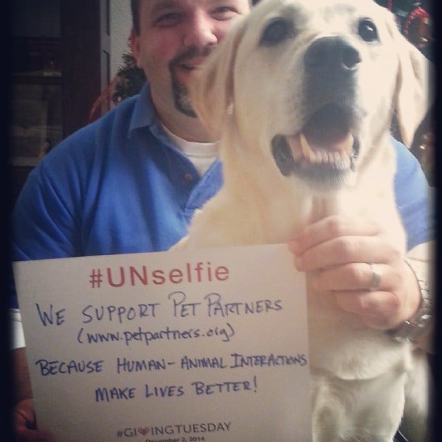 Pet Partners works to improve lives with positive human-animal interactions. 
Source: Instagram user buckwhiteboys