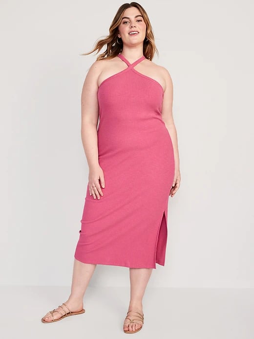 Old Navy Fitted Rib-Knit Halter Midi Dress