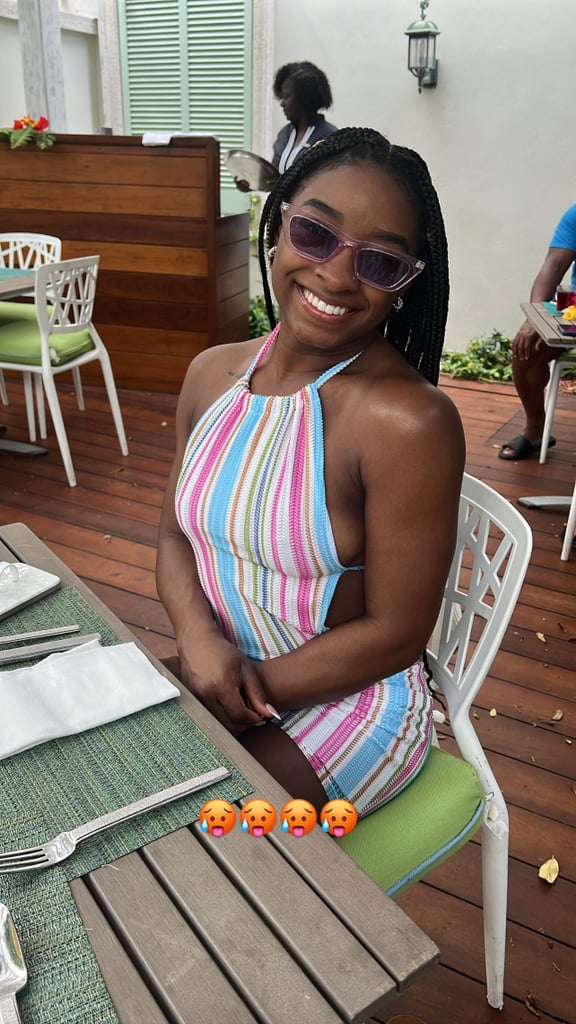 Simone Biles Celebrates Her Birthday in a Halter Dress