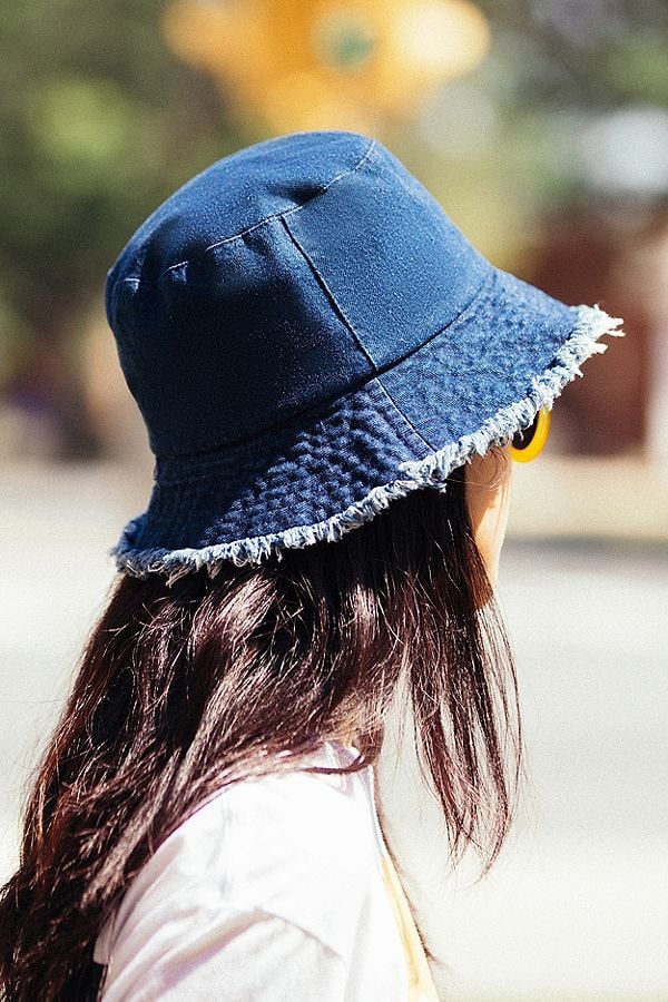 Urban Outfitters Raw Edge Denim Bucket Hat