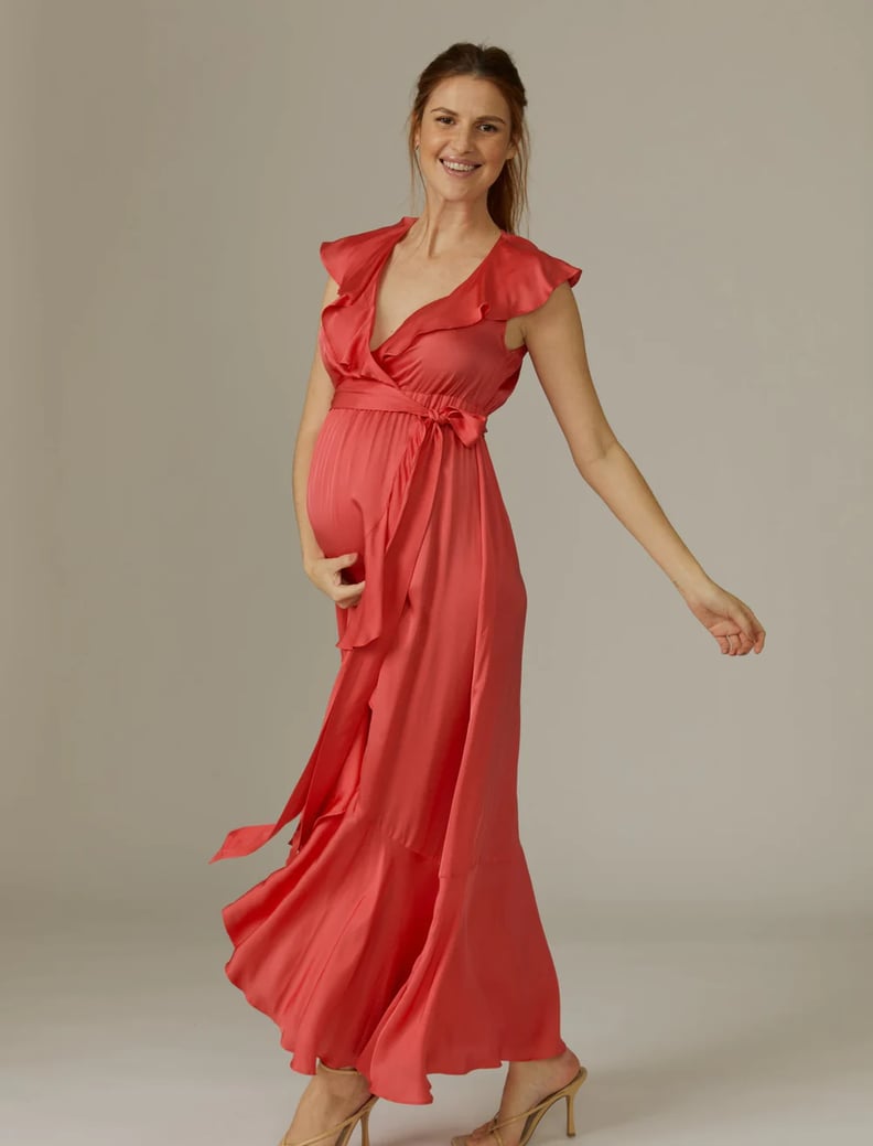 Ruffle Wrap Maternity Wedding Guest Dress