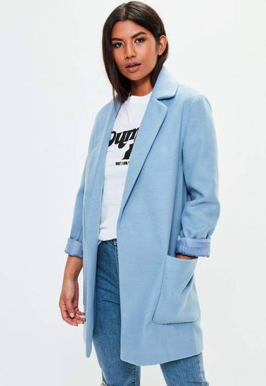 Gigi Hadid Wearing a Light Blue Coat POPSUGAR Fashion
