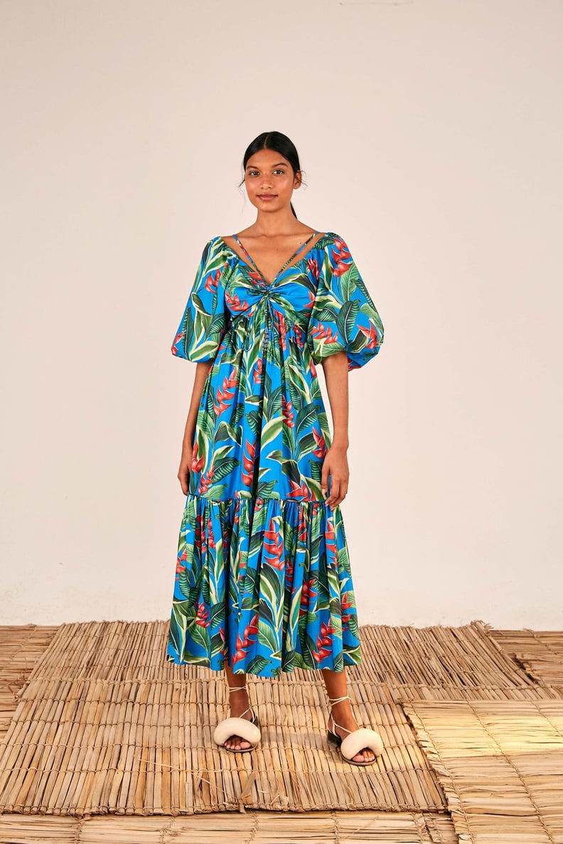 Review Garden Dreaming Midi Dress in Blue