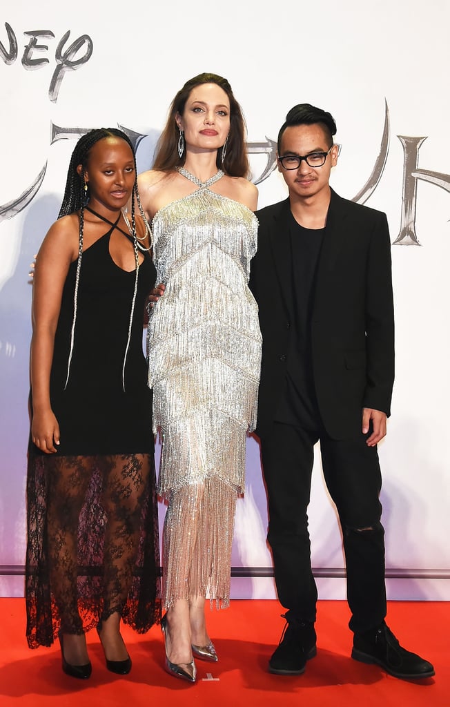 Angelina Jolie Silver Fringed Dress at Maleficent 2 Premiere