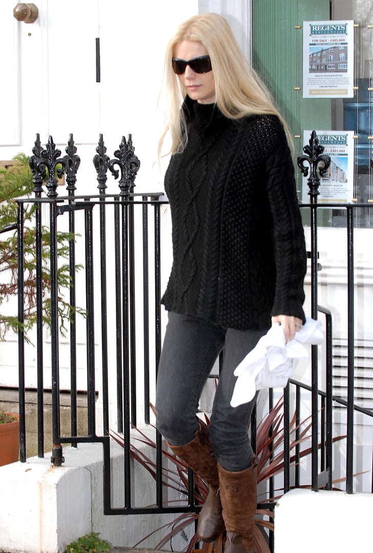 Gwyneth Paltrow Wearing a Black Cable-Knit Sweater | Gwyneth Paltrow
