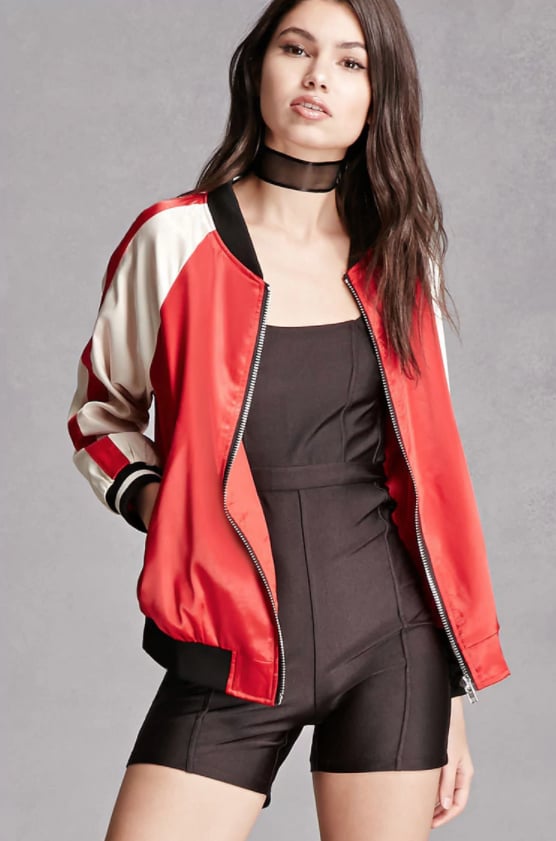 Selena Gomez Wearing Red Coach Varsity Jacket