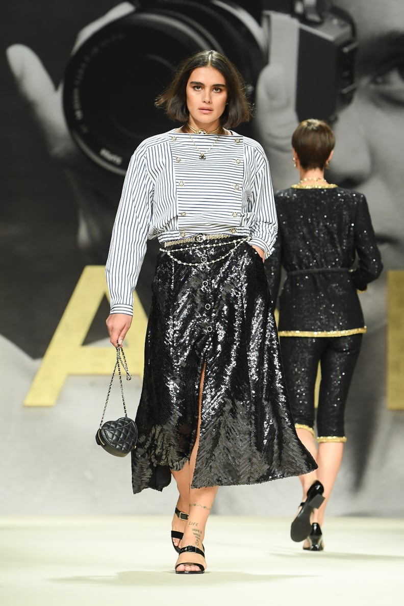 PARIS, FRANCE - OCTOBER 05: (EDITORIAL USE ONLY - For Non-Editorial use please seek approval from Fashion House) A model walks the runway during the Chanel Womenswear Spring/Summer 2022 show as part of Paris Fashion Week on October 05, 2021 in Paris, Fran