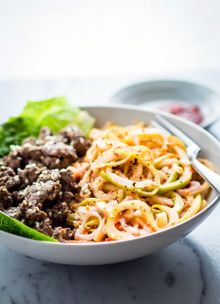 Spiralized Apple Kimchi With Garlic Beef