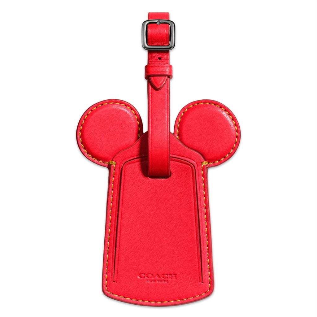 Mickey Mouse Ears Leather Luggage Tag by Coach — Red ($60)