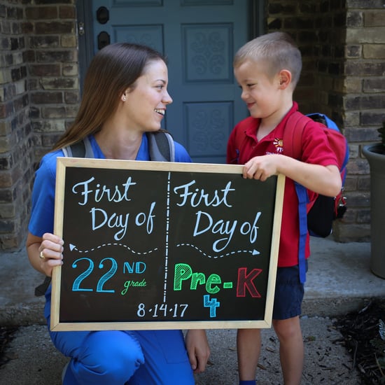 Mom and Son's First-Day-of-School Photo