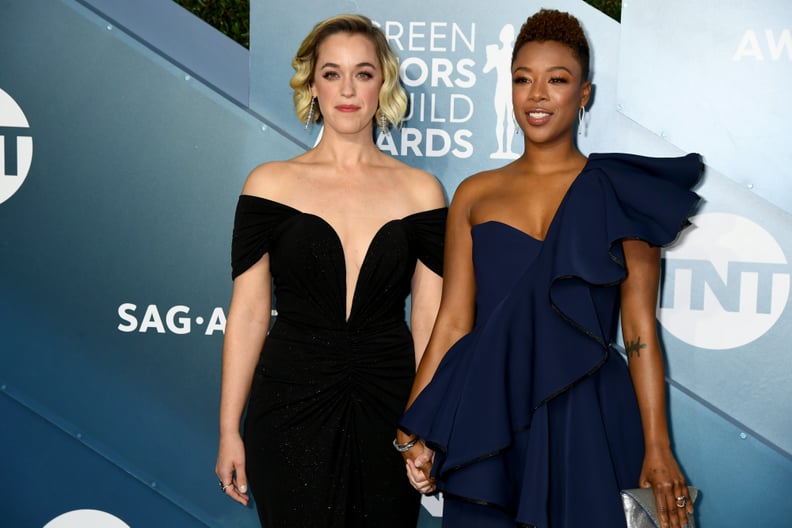 LOS ANGELES, CALIFORNIA - JANUARY 19:  (L-R) Lauren Morelli and Samira Wiley attends the 26th Annual Screen Actors Guild Awards at The Shrine Auditorium on January 19, 2020 in Los Angeles, California. (Photo by Jeff Kravitz/FilmMagic)
