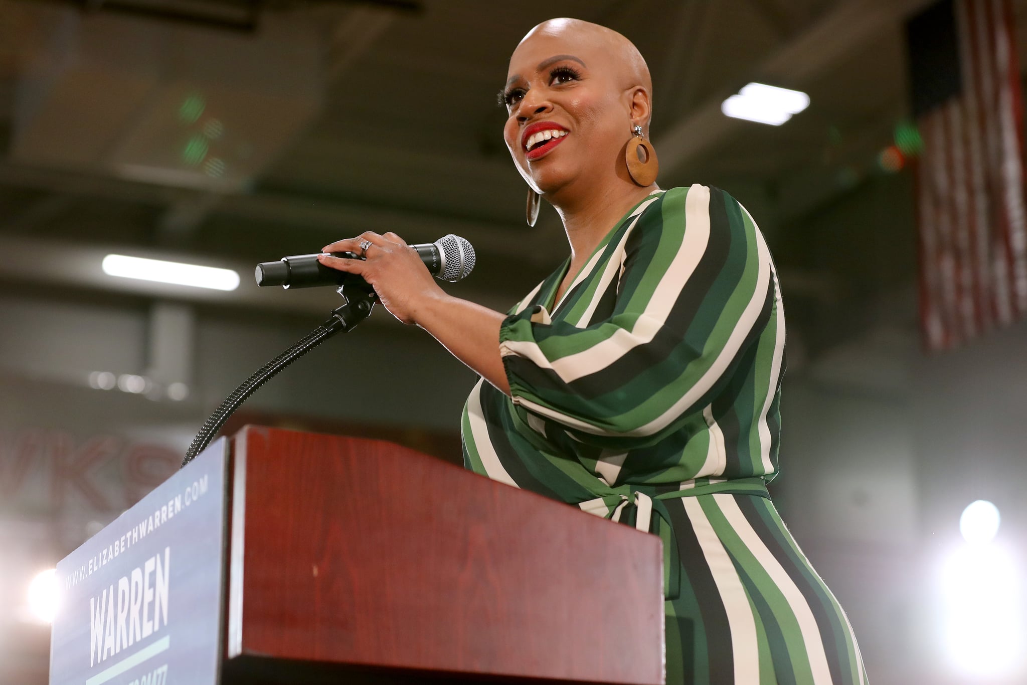 CEDAR RAPIDS, IOWA - FEBRUARY 01: Rep. Ayanna Pressley (D-MA) introduces Democratic presidential candidate Sen. Elizabeth Warren (D-MA) during a campaign rally at Kohawk Arena on the campus of Coe College February 01, 2020 in Cedar Rapids, Iowa. With the endorsement of the Des Moines Register newspaper, Warren is campaigning in Iowa ahead of the all-important February 03 caucuses while also juggling her mandatory attendance of the impeachment trial of U.S. President Donald Trump. (Photo by Chip Somodevilla/Getty Images)