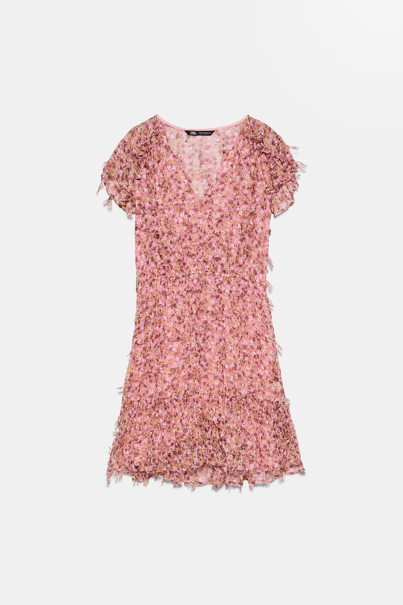 Zara Textured Weave Floral Dress