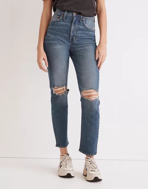 Vintage Jeans: Madewell The Perfect Vintage Crop Jean in Gooding Wash: Knee-Rip Edition