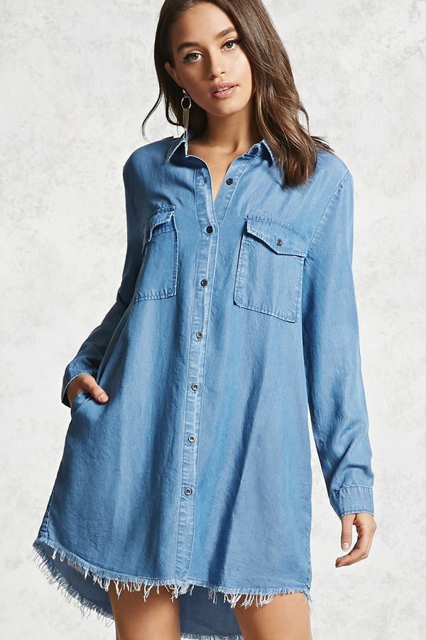 Forever 21 Frayed Hem Denim Mini Dress