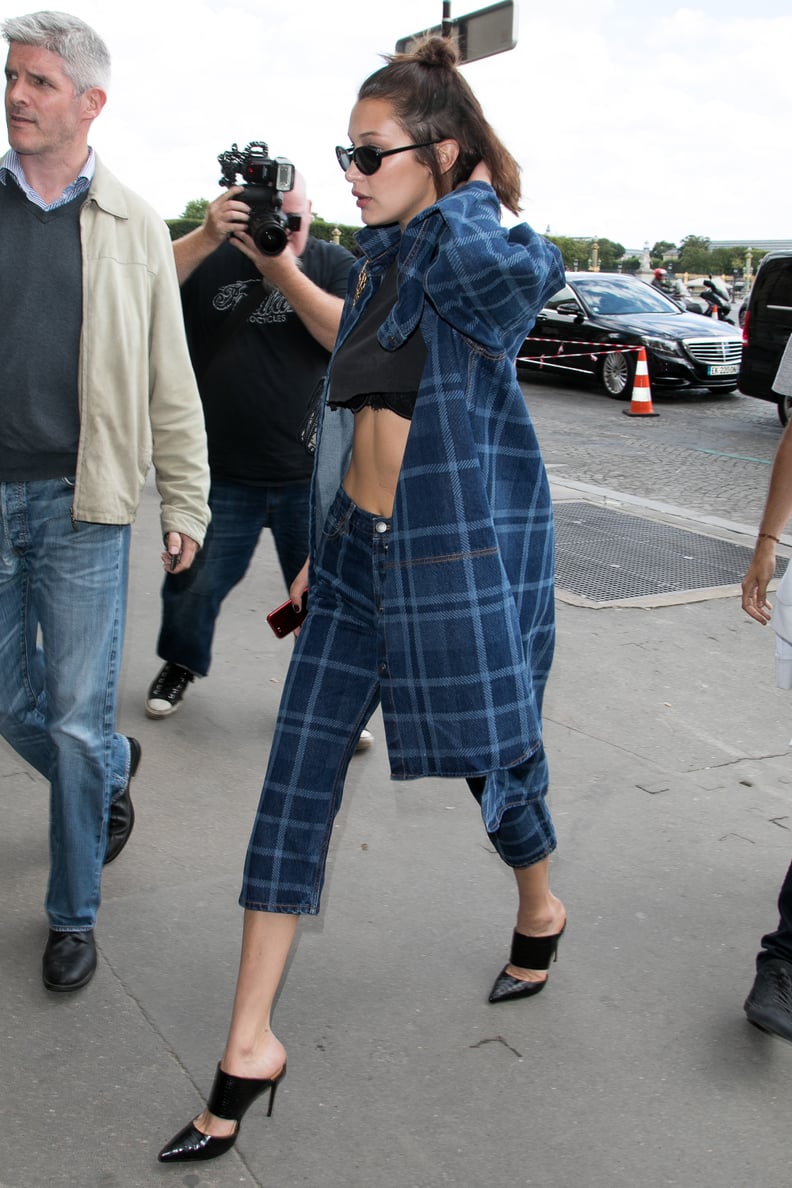 Bella Hadid Crop Top in Paris | POPSUGAR Fashion