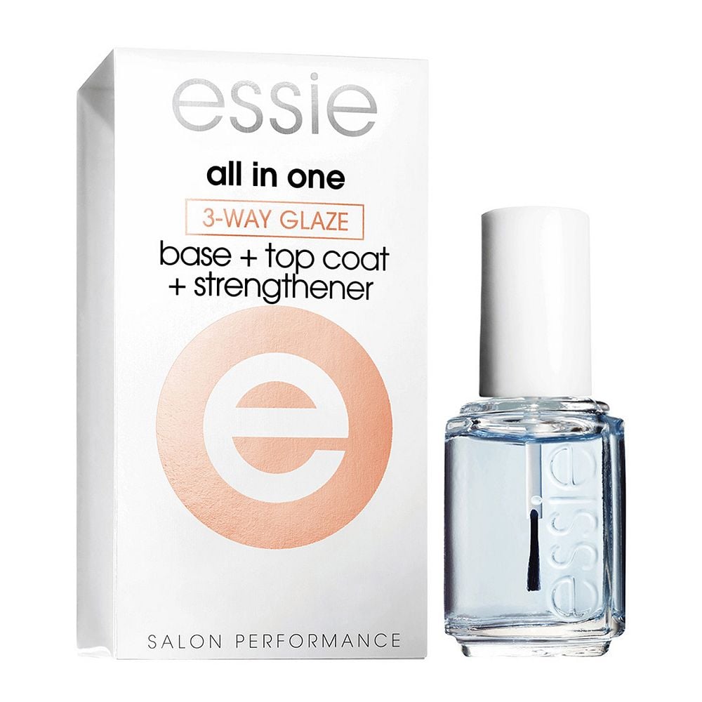 A 3-in-1 base coat, top coat, and nail strengthener