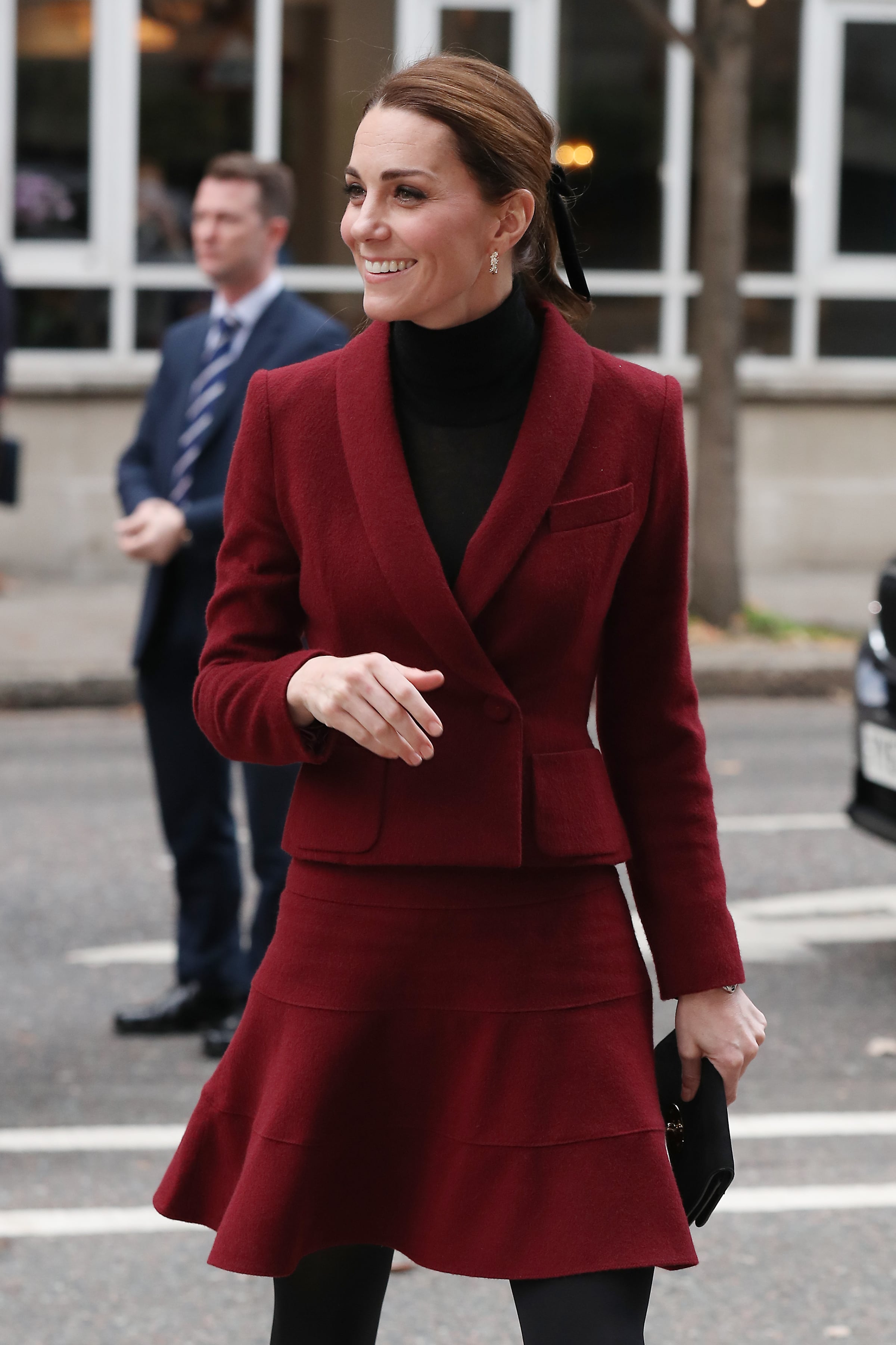 Burgundy skirt coat top