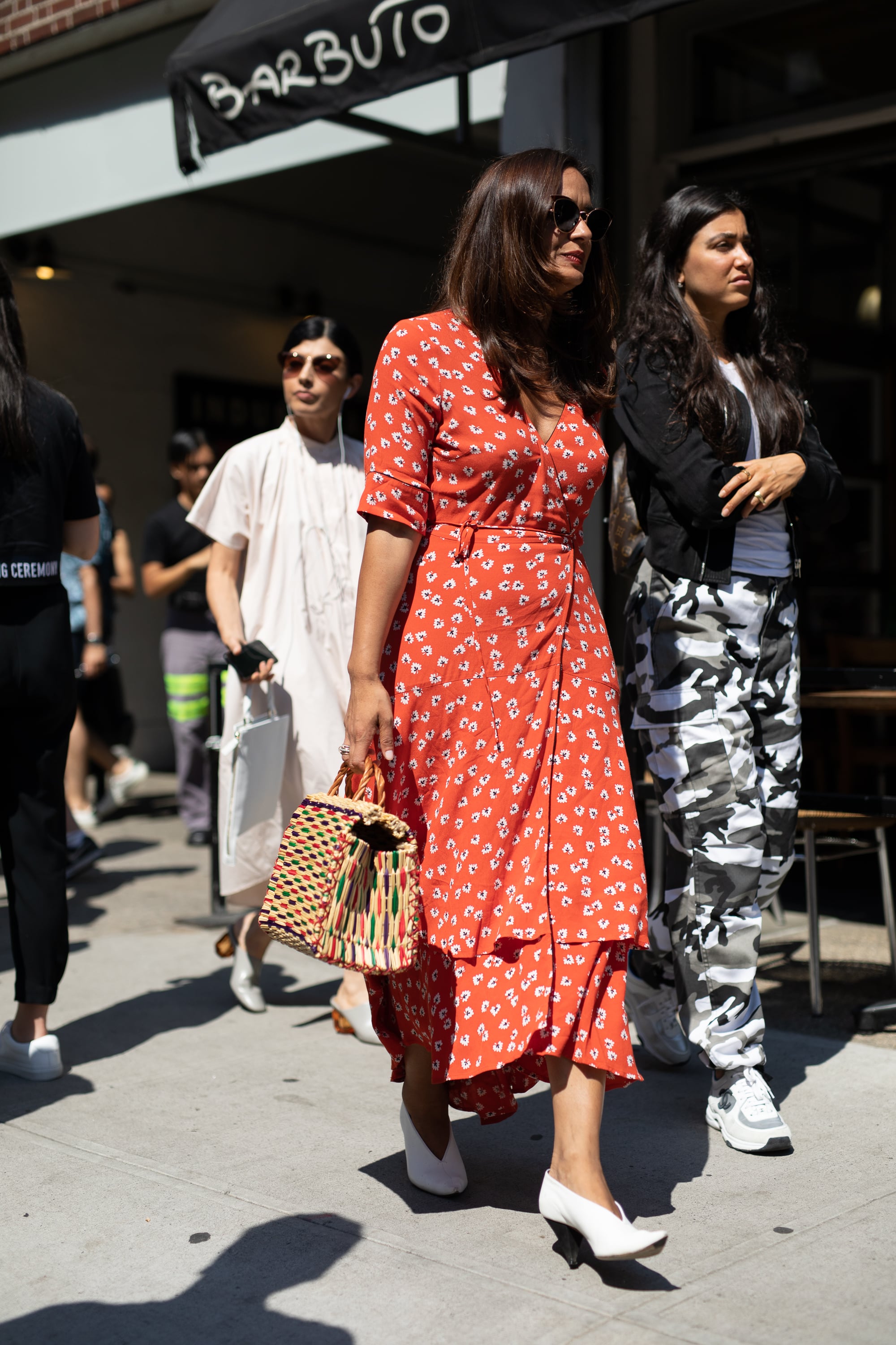 wrap dress street style