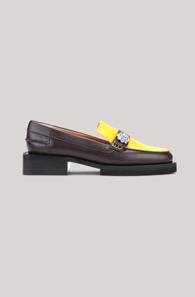 Ganni Two-Tone Crystal Embellished Loafers
