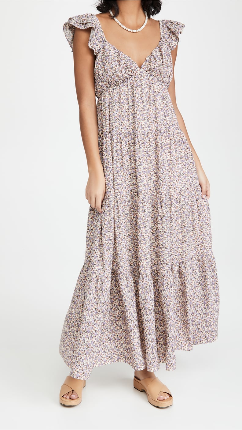 English Factory Floral Ruffle Sleeve Maxi Dress