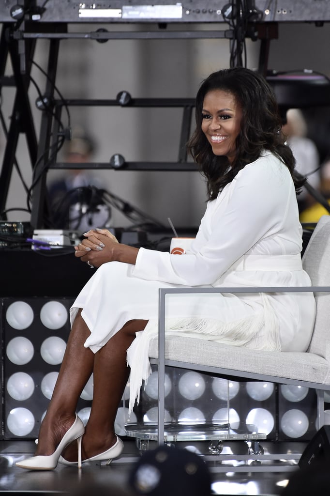 Michelle Obama White Dress October 2018 Popsugar Fashion Photo 4