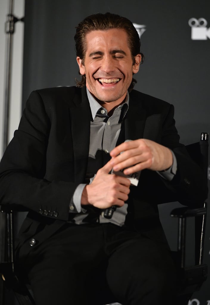 He couldn't stop laughing during a screening of Prisoners in Hollywood in November 2013.