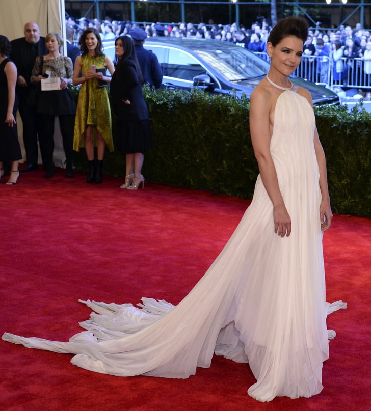 Katie Holmes was ethereal in a white chiffon Calvin Klein Collection ...