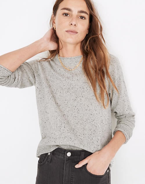 Donegal Cashmere Roll-Trim Pullover Sweater