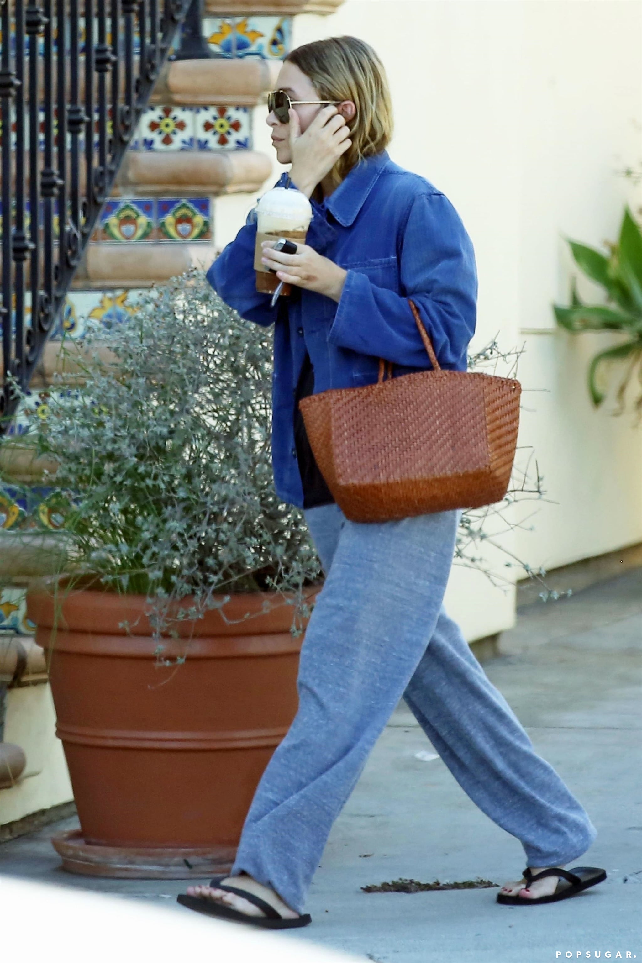 Ashley Olsen's Brown Wicker Bag