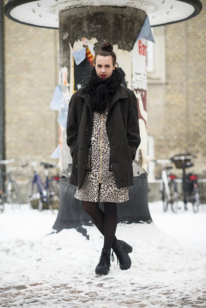 Stand out from a sea of monochrome during the cold months with a bit of leopard print. Don't forget the extrachunky scarves.