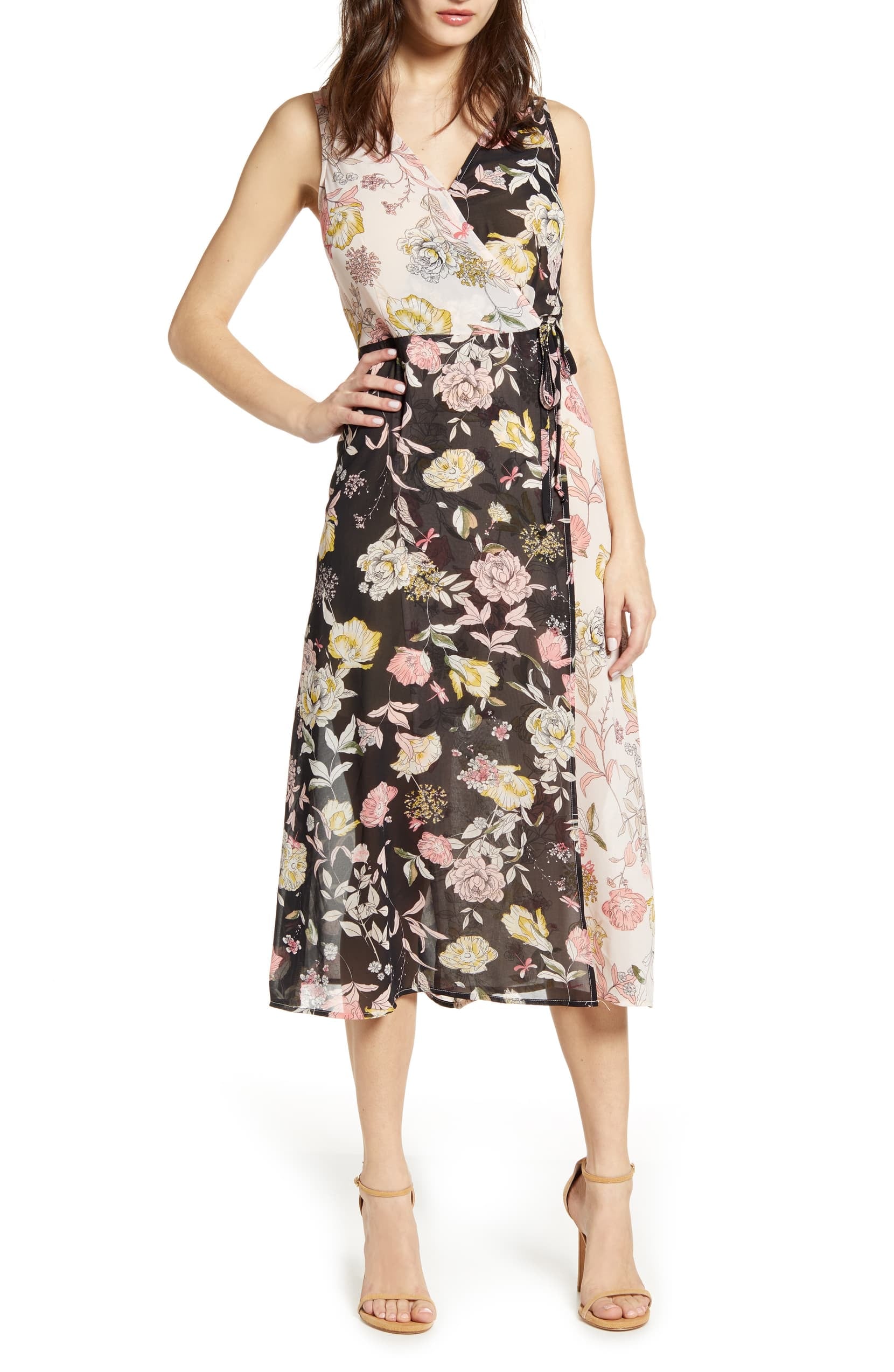 Leith Floral Mix Faux Wrap Dress | 21 ...