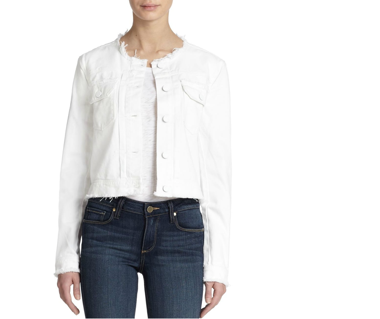 frayed white denim jacket