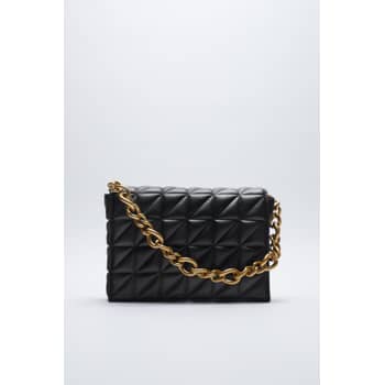 black shoulder bag with gold chain