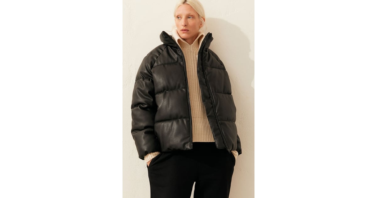 Faux leather puffer jacket hxxm Clearance