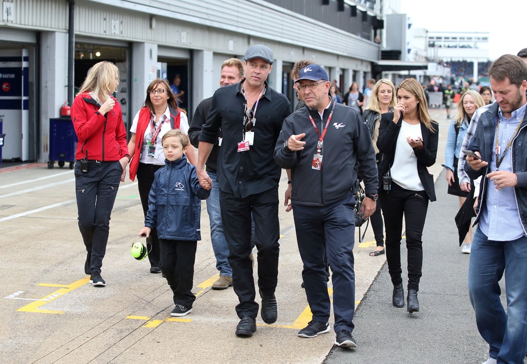 Brad Pitt and Knox at British Grand Prix 2015 Pictures