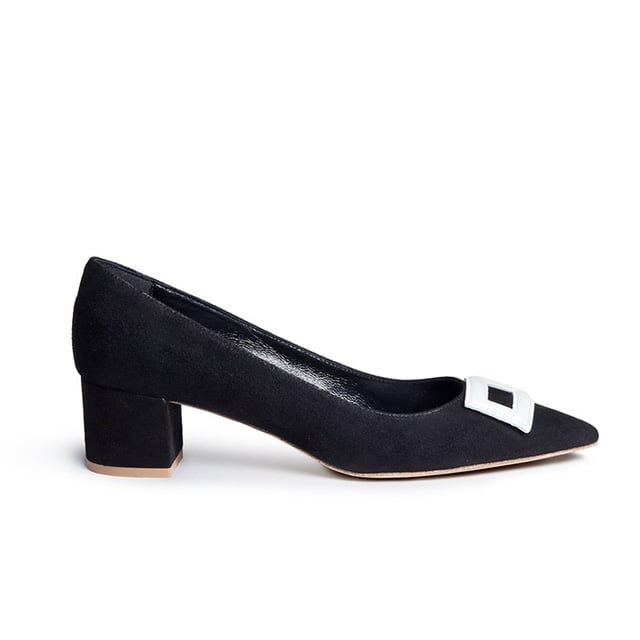 Fabio Rusconi Leather Buckle Appliqué Suede Pumps ($255)