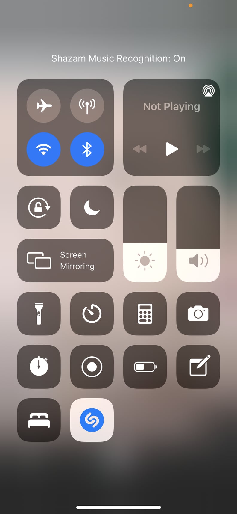 With the TikTok App Open, Swipe Open the Control Center and Tap the Shazam Button