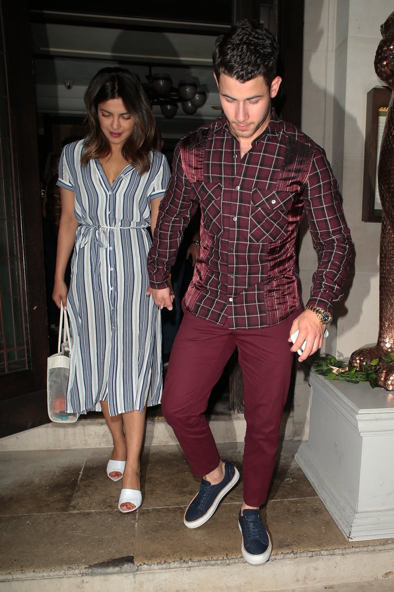 Priyanka Chopra Striped Dress With Nick Jonas PS Fashion