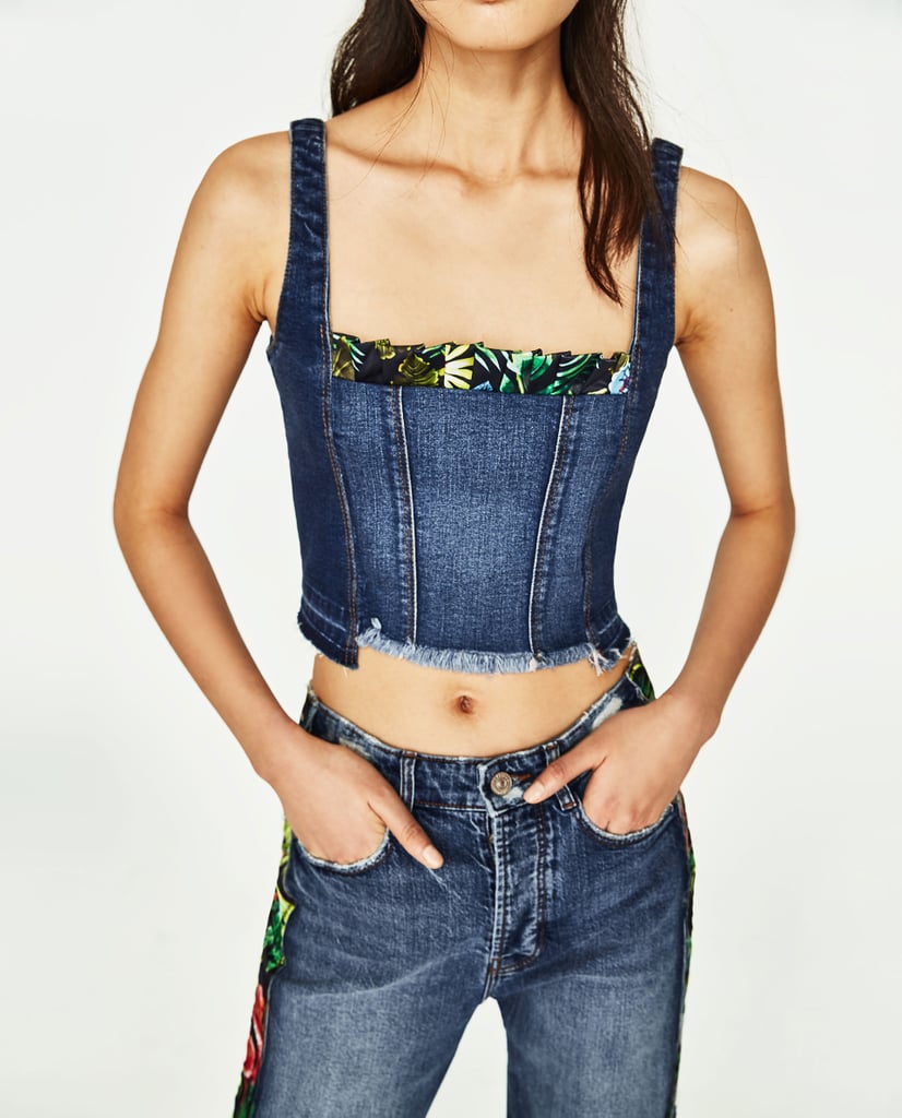 zara denim crop top