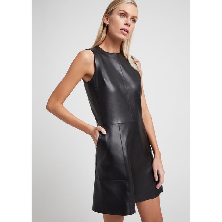 G. Label Frankie Leather Shift Dress | Jennifer Aniston Black Leather ...