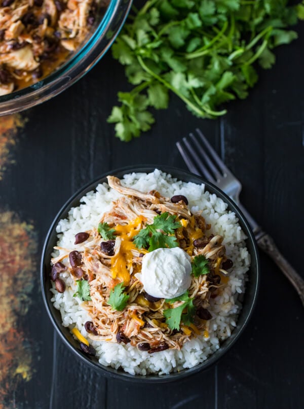 Salsa Chicken Rice Bowls SlowCooker Latin Recipes POPSUGAR Latina
