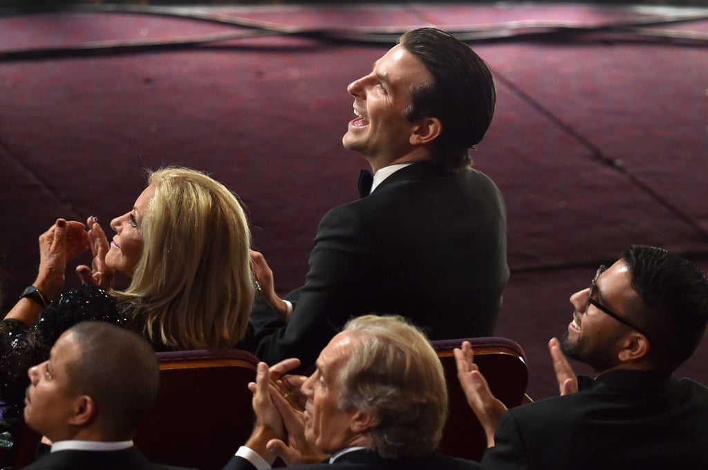 Bradley Cooper Watching Lady Gaga Perform at the 2015 Oscars