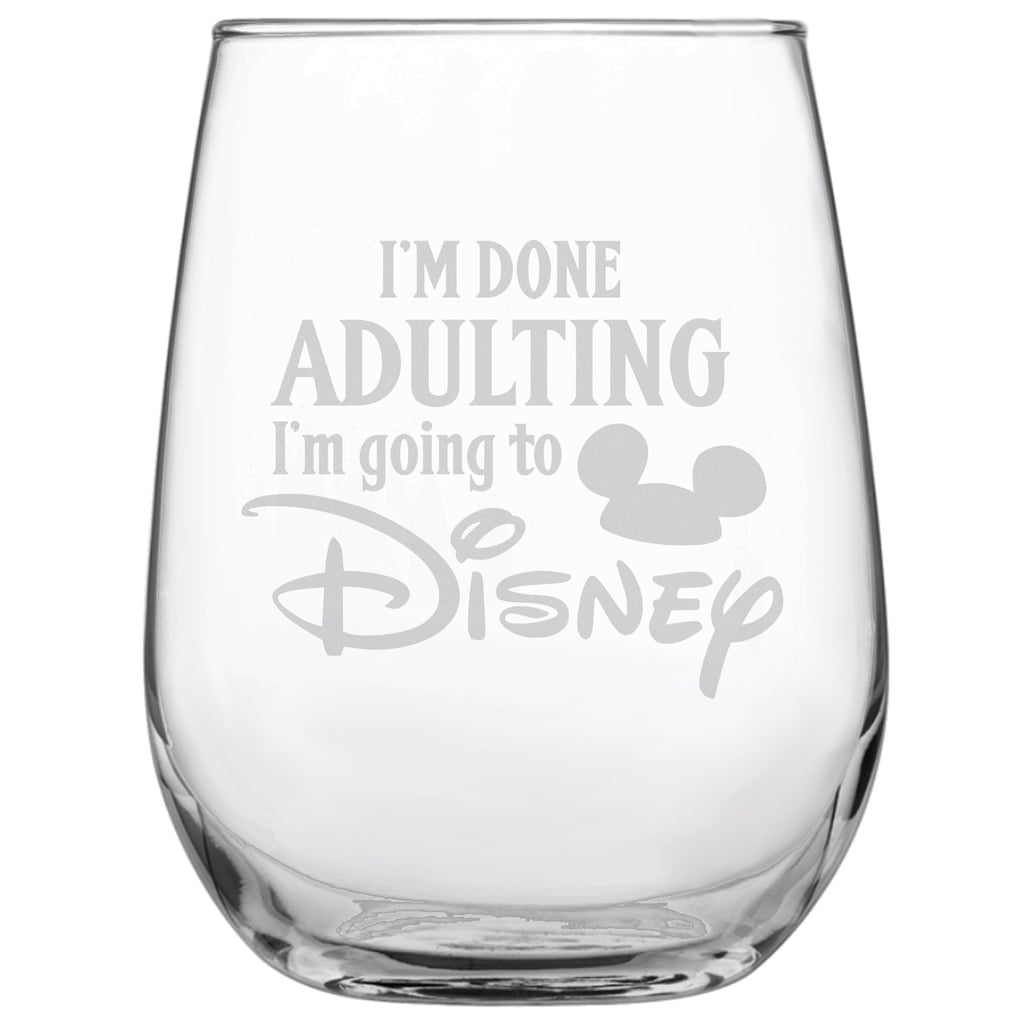 Engraved Disney-Inspired Stemless Wine Glass