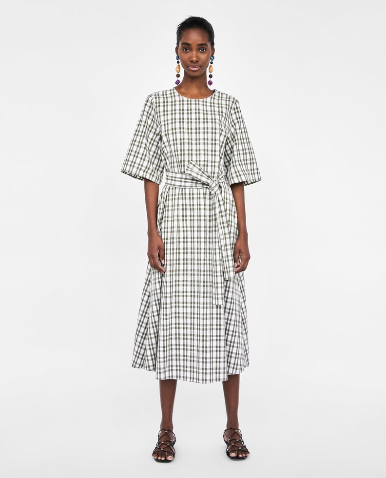 Zara Check Dress With Belt