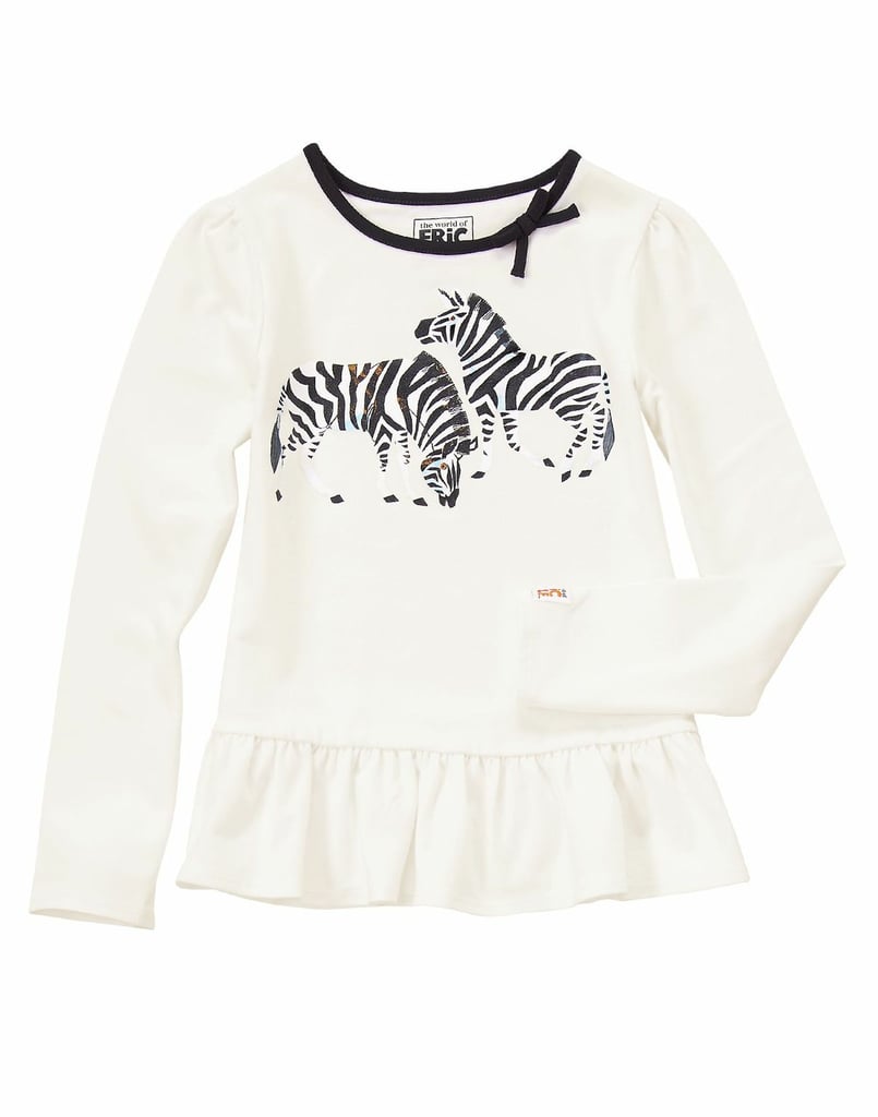 It doesn't matter if they're white with black stripes or black with white stripes — your daughter will look darling in this zebra play shirt ($22).