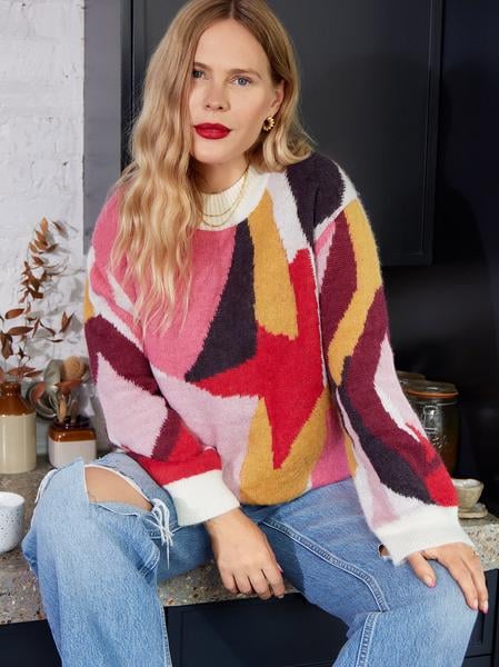 Kitri Phoebe Abstract Intarsia Sweater