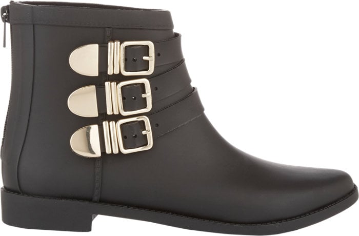 April showers may bring May flowers, but wearing long rain boots in the office all day (or having to shove a pair of flats in my bag) can be pretty annoying. This season, I'm springing for a shorter option, like these from Loeffler Randall ($195). They're pretty trendy due to the buckle detail, and since they sort of look like a rubber version of my regular black booties, my shoe choice won't seem strange once the sun finally emerges.
— Samantha Sutton, assistant editor