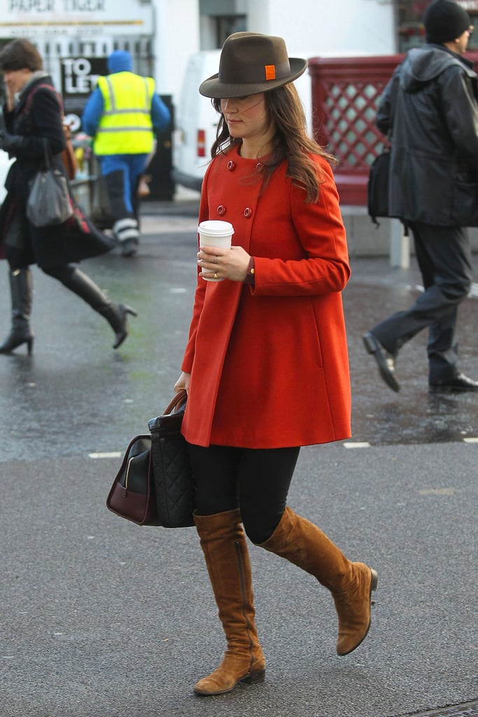 Pippa went for a more neutral shade while running errands in London in 2012.